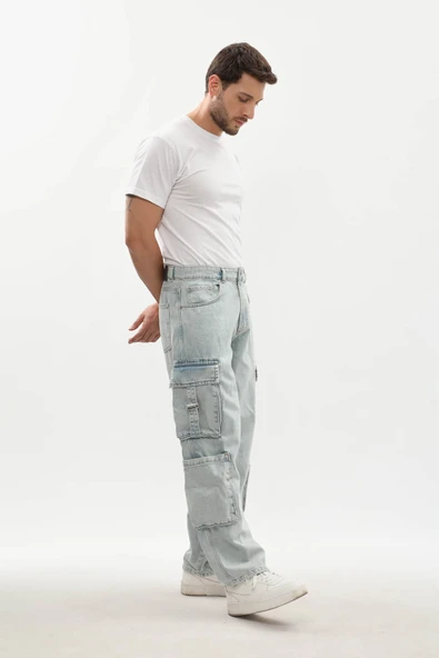 Erkek Kargo Cepli Jean Pantolon - Resim 3