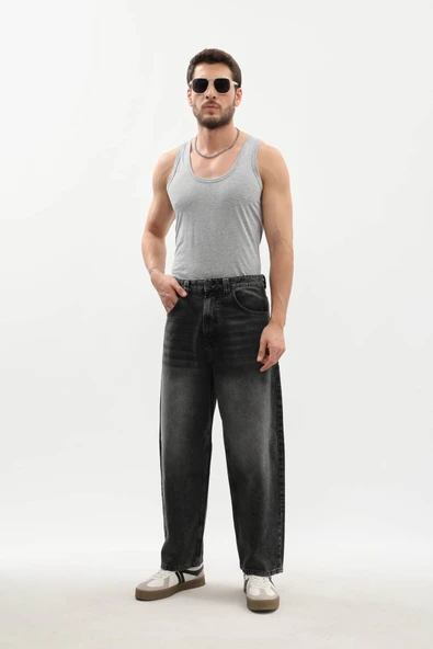 Erkek Skater Fit Jean Pantolon Antrasit - Resim 3