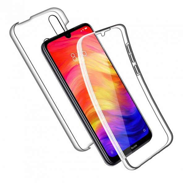 Xiaomi Redmi Note 8 Kılıf 360 Ön Silikon Arka Sert Mika Şeffaf Tam Koruma Kılıf - 3