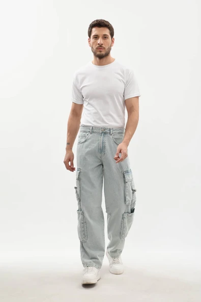 Erkek Kargo Cepli Jean Pantolon - Resim 4