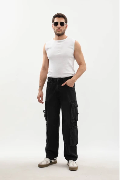 Erkek Kargo Cepli Jean Pantolon - 5
