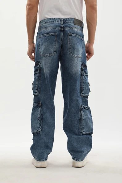 Erkek Kargo Cepli Jean Pantolon - 8