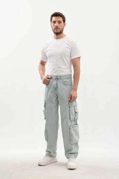 Erkek Kargo Cepli Jean Pantolon - Resim 2