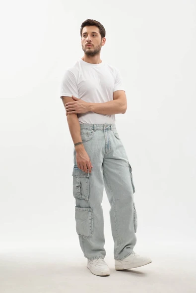 Erkek Kargo Cepli Jean Pantolon - Resim 5