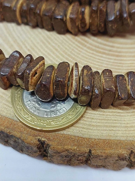 Hindistan Cevizi Kabuğu Ahşap Dizi Yassı Kare Kesim 4*8mm (53058) - 2