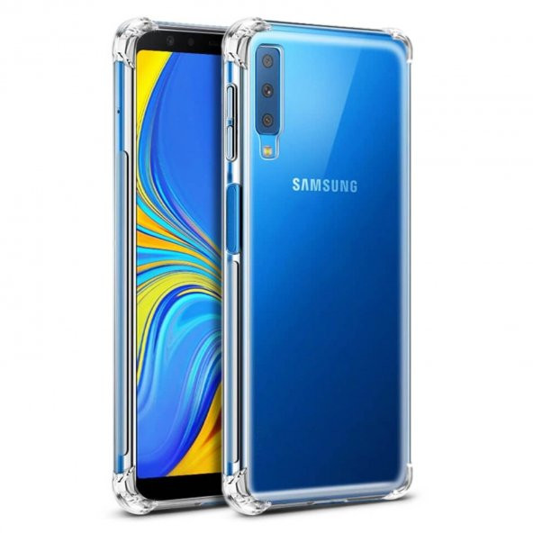 For Samsung Galaxy A7 2018 Kılıf Şeffaf Sert Silikon Kapak