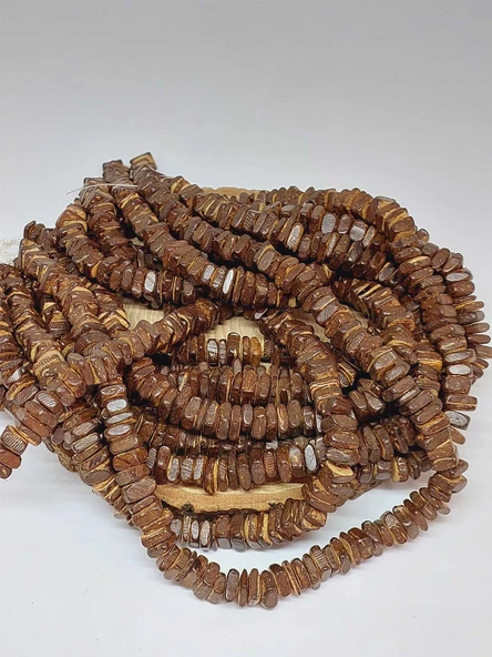 Hindistan Cevizi Kabuğu Ahşap Dizi Yassı Kare Kesim 4*8mm (53058) - 3