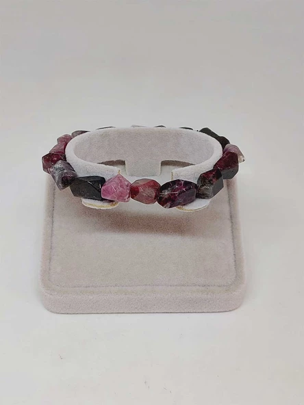 Turmalin Taşı Karışık Renkler Şekilsiz Unisex Bileklik (53044) - Resim 2