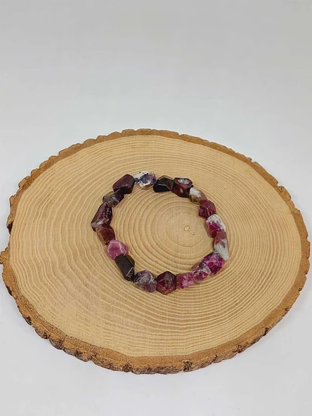 Turmalin Taşı Karışık Renkler Şekilsiz Unisex Bileklik (53044) - Resim 4