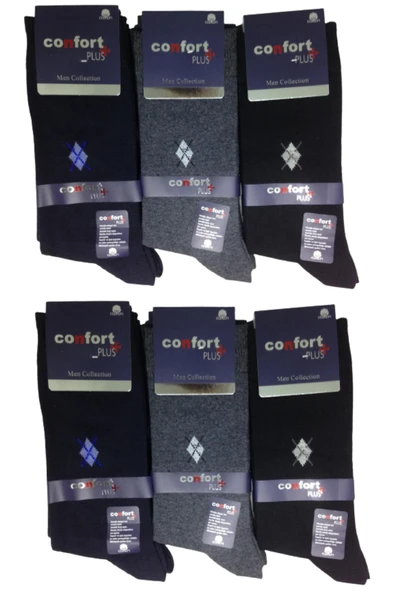 6 Adet Confort Karışık Renk Ekonomik Koton Erkek Pamuklu Çorap - 2
