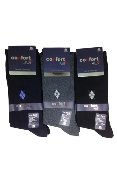 6 Adet Confort Karışık Renk Ekonomik Koton Erkek Pamuklu Çorap - 3