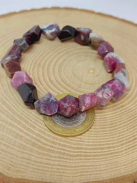 Turmalin Taşı Karışık Renkler Şekilsiz Unisex Bileklik (53044) - Resim 3