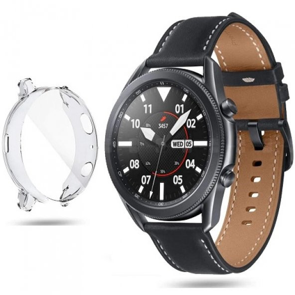 Samsung Galaxy Watch 3 - 45mm Önü Açık Şeffaf Silikon Kılıf
