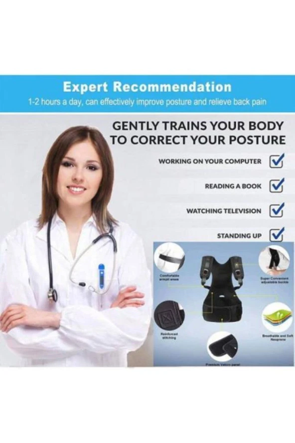 Manyetik Dik Durmak Için Korse Ortopedik Kamburluk Önleyici Bayan Erkek Dik Duruş Bel Sırt Korsesi - Resim 6