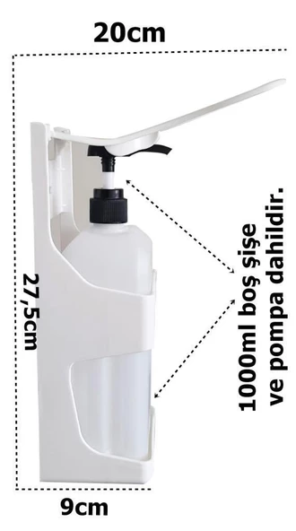 Dezenfektan Dispenseri Kol İle Kullanım 1000ML Kapasite Şişe dahil-5Adet - 2