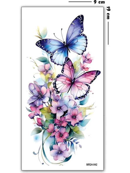 Hayal Sepeti Geçici Dövme 9,5x19CM Tattoo Minimal Tattoo Aksesuar Şık  RENKLİ KELEBEKLER MODELİ