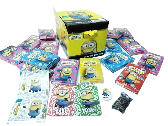 Hayal Sepeti sevimli minions karakterli kartlar + sticker + şekerleme nostajik kutu 1 adet - 2