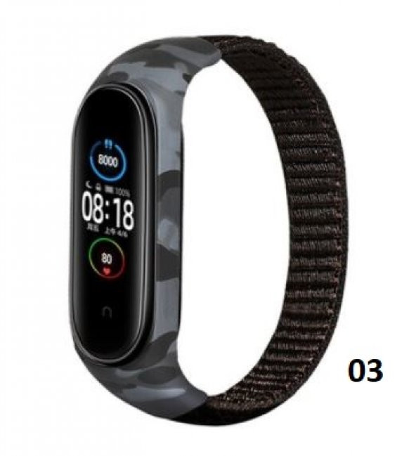 Xiaomi Mi Band 5 Kumaş Örgü Spor Kordon Kayış -KAMUFLAJ - 5