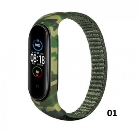 Xiaomi Mi Band 5 Kumaş Örgü Spor Kordon Kayış -KAMUFLAJ - 10