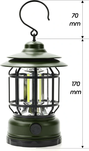 Nostalji Badem Ledli Kamp Feneri Şarjlı Beyaz Işık - Resim 3