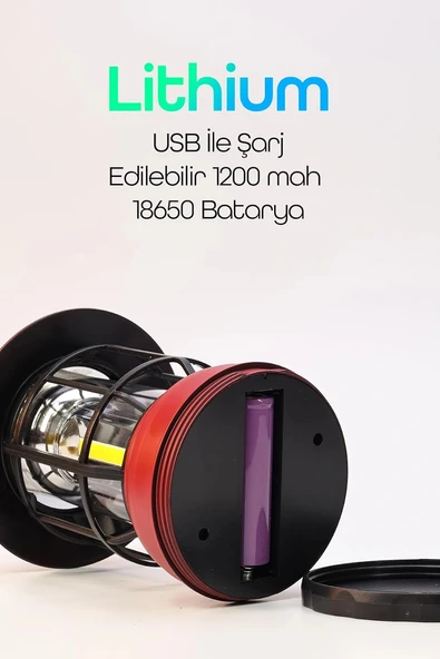 Nostalji Badem Ledli Kamp Feneri Şarjlı Beyaz Işık - Resim 6