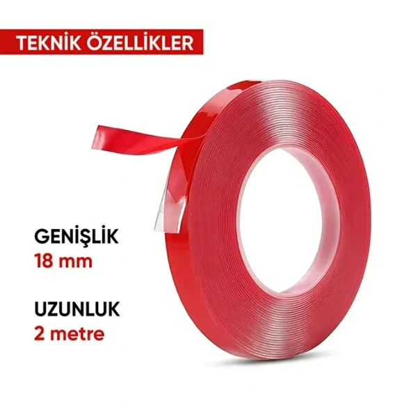 SLİKON Çift Taraflı Bant Şeffaf 18mm 2 Mt
