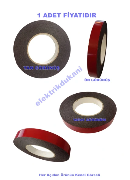 KÖPÜK Çift Taraflı Bant 20mm 10mt (Genişlik 2cm / Uzunluk 1000cm 10 Metre) - 3