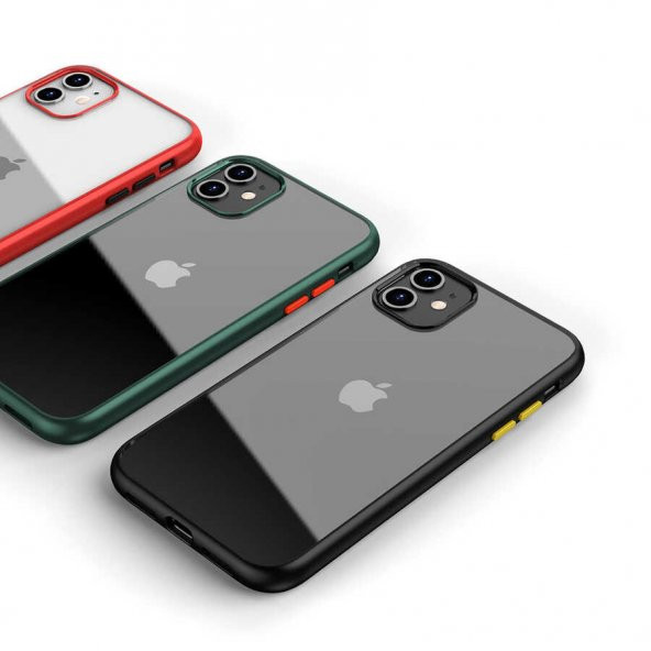 Apple iPhone 11 Hom Kenar Renkli Şeffaf Silikon Kılıf Kapak