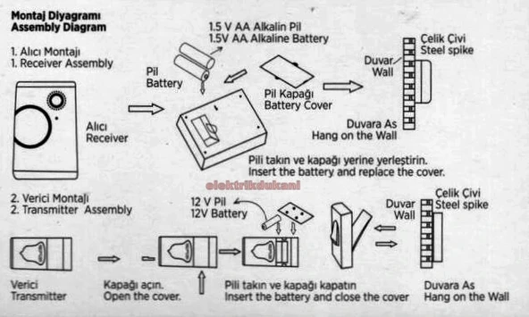 CATA Uzaktan Kumadalı Melodili Pilli Kapı Zili (Açık Alan 100Mt) - 3