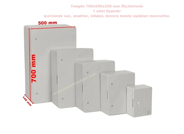 TONGÜN 700x500x250mm Taban Saclı ABS Plastik Pano (Boş)