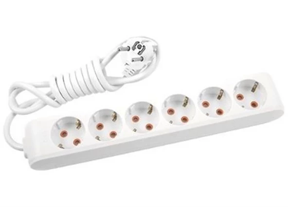VİKO Multilet Altılı 5mt Kablolu BEYAZ Grup Priz 6lı 5 Metre Ara Kablo Topraklı Klemensli - 4
