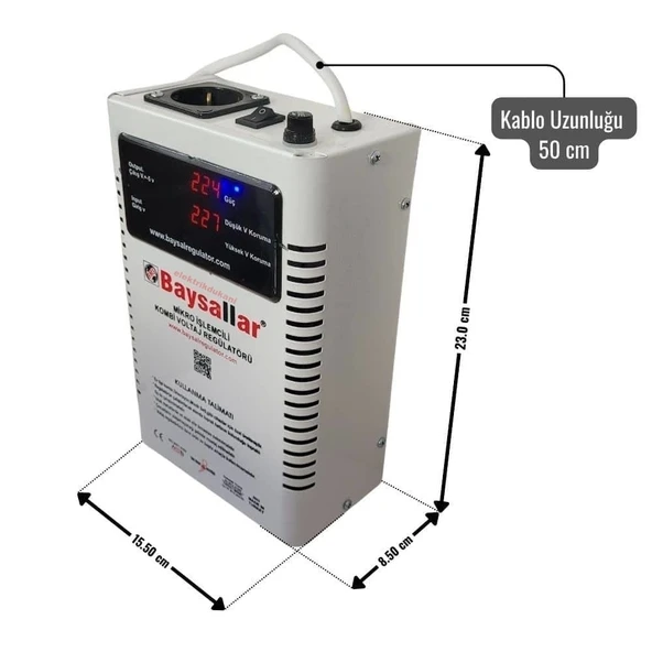 BAYSALLAR 500 Watt Mikro İşlemcili 0,5 kW Kombi Voltaj Regülatörü - 2