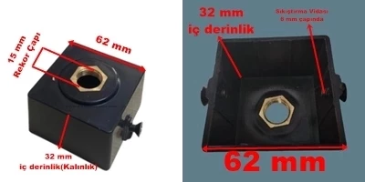 DPA KARE KOVAN ORTA İÇ ÇAP 60 MM SİYAH PLASTİK - 2