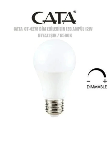 CATA 12W LED AMPUL E-27 DUYLU BEYAZ DİMLENEBİLİR ürün görseli