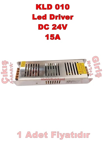 K2 24V 15A Adaptör Metal Kasa 360W IP20