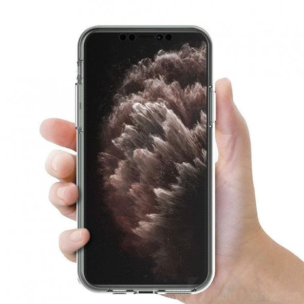 Apple iPhone 11 Pro Max 360 Derece Şeffaf Silikon Kılıf Komple Koruma - 6