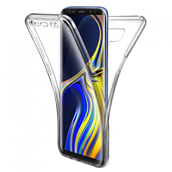 Samsung Galaxy Note 9 360 Derece Şeffaf Silikon Kılıf Komple Koruma