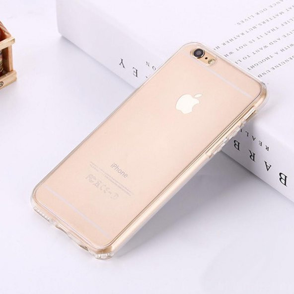 Apple iPhone 6 Plus 360 Derece Şeffaf Silikon Kılıf Komple Koruma - 6