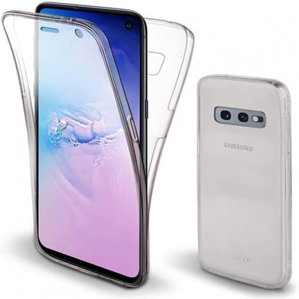 Samsung Galaxy S10e 360 Derece Şeffaf Silikon Kılıf Komple Koruma