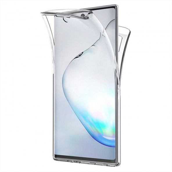 Samsung Galaxy Note 10 360 Derece Şeffaf Silikon Kılıf Komple Koruma