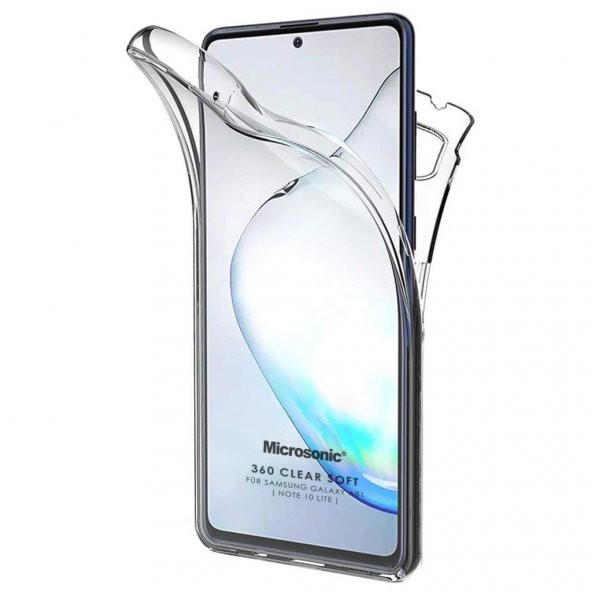 Samsung Galaxy Note 10 Lite 360 Derece Şeffaf Silikon Kılıf Komple Koruma