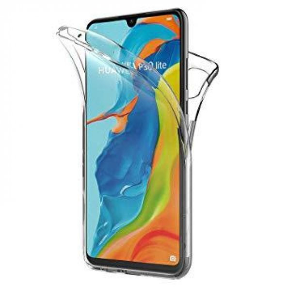 Huawei P30 Lite 360 Derece Şeffaf Silikon Kılıf Komple Koruma