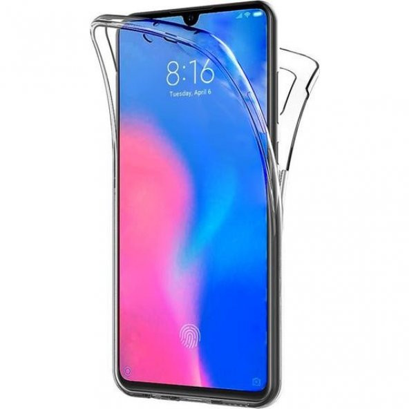 Xiaomi Mi 9 360 Derece Şeffaf Silikon Kılıf Komple Koruma