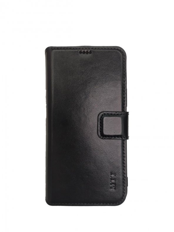 iPhone 12 MTT Deri Kapaklı Kılıf Siyah (Hakiki Dana Derisi) - 1