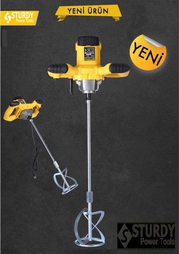 Sturdy Power Tools 3000 Watt 6 Kademe Hız Ayarı Boya ve Harç Mikseri Karıştırıcı - 4