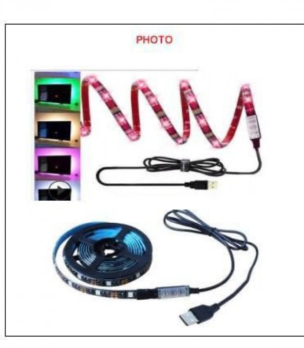 TV Arkası USB Led Işık RGB Şerit Led 3x50 cm Kumandalı Hazır set Kargo Bedava - 2