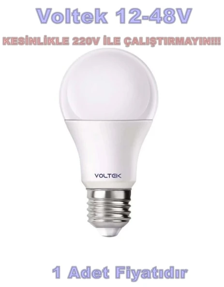VOLTEK 12v-24v-48v Ac / Dc E-27 Led Ampul 9W 6500k Beyaz ürün görseli