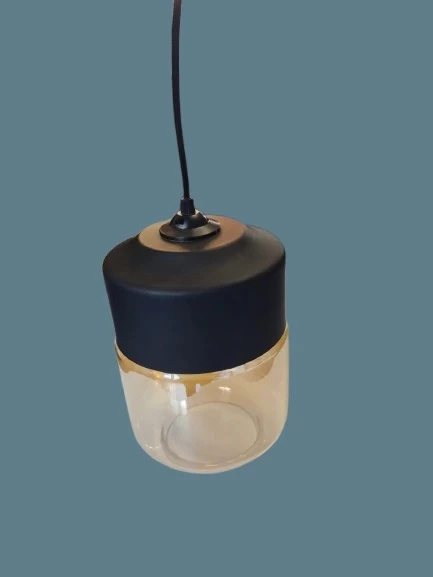 VİTO RAİNA ART BÜYÜK SİYAH AMBER E-27 CAM TEKLİ AVİZE - 4
