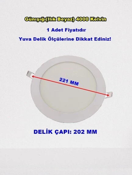 VİTO LENA SIVA A. 18W LED PANEL SPOT GÜNIŞIĞI 4000K (ILIK BEYAZ) - 2