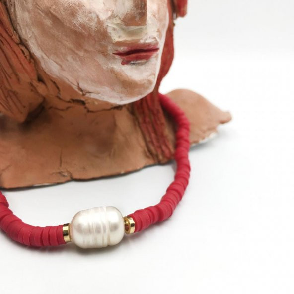 Doğal İncili Fimo Boncuk Kolye - 2